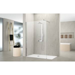 NOVELLINI KUADRA H DOUCHE À L'ITALIENNE EN VERRE TRANSPARENT SP. 8MM - PROFIL CHROME POLI