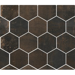 SANT'AGOSTINO CERAMICHE OXIDART HEXAGON NOIR NATUREL 26X30 RECTIFIÉ