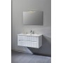 FISSORE.com COMPOSITION MOBILE BLANC MATT L. 90 CM P. 46 CM H. 45 CM AVEC MIROIR ET SPOT