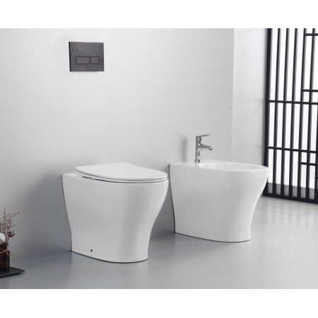 FISSORE.com ENSEMBLE SKY VASQUE + BIDET MONTÉ EN MUR AVEC BRIDE INCLUS SOUS-COUCHE SOFT CLOSE