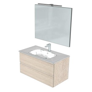 COMPAB B-GO COMPOSITION FINITION SOIE L. 95 CM P. 50 CM H. 50 CM - COMPLET AVEC MIROIR ET SPOTLIGHT