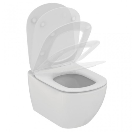 IDEAL STANDARD VASQUEE TESI SUSPENDUE AVEC SYSTÈME AQUABLADE ET COUVERCLE SLIM SOFT CLOSE BLANC MAT