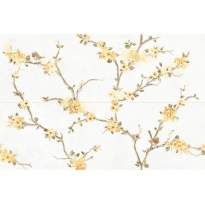 RAGNO CERAMICHE DÉCORATION MIXTE FLEUR DE PÊCHER TOUCH BLANC 40X120 RET