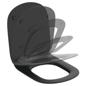 IDEAL STANDARD TESI COUVERCLE SLIM AVEC FERMETURE LENTE NOIRE MATE