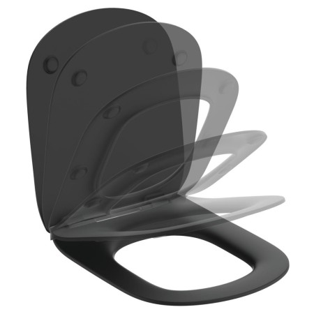 IDEAL STANDARD TESI COUVERCLE SLIM AVEC FERMETURE LENTE NOIRE MATE