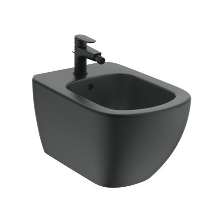 IDEAL STANDARD BIDET SUSPENDU TESI AVEC FIXATIONS CACHEES NOIR MAT