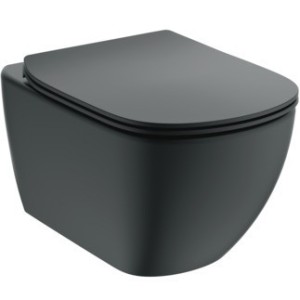 IDEAL STANDARD VASQUEE SUSPENDUE TESI AVEC SYSTÈME AQUABLADE ET COUVRE-VASQUE SLIM SOFT CLOSE NOIR MAT