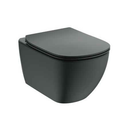 IDEAL STANDARD VASQUEE SUSPENDUE TESI AVEC SYSTÈME AQUABLADE ET COUVRE-VASQUE SLIM SOFT CLOSE NOIR MAT