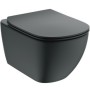 IDEAL STANDARD VASQUEE SUSPENDUE TESI AVEC SYSTÈME AQUABLADE ET COUVRE-VASQUE SLIM SOFT CLOSE NOIR MAT