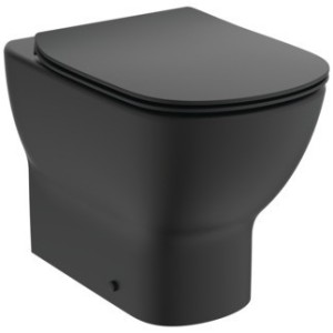 IDEAL STANDARD VASQUEE TESI À POSER MURAL AVEC SYSTÈME AQUABLADE AVEC CACHE-SIEGE SLIM SOFT-CLOSE NOIR MAT