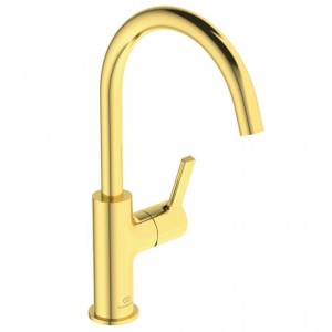 IDEAL STANDARD JOY LAVABO MITIGEUR MONOCOMMANDE À BEC HAUT S/ÉVACUATION OR BROSSÉ