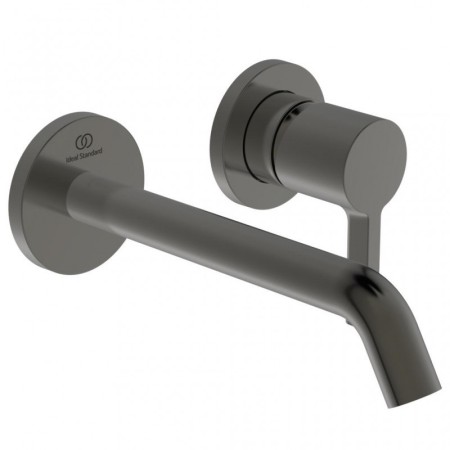 IDEAL STANDARD JOY LAVABO ROBINET MONOCOMMANDE MURAL AVEC 2 PLAQUES CIRCULAIRES ET BEC DE 180MM GRIS MAGNÉTIQUE