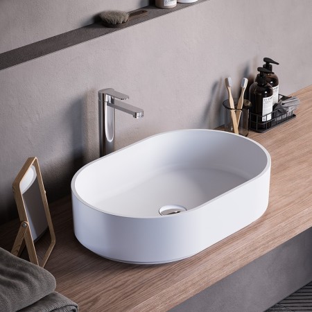 KAROL LAVABO SUR PIED OVALE 55X36 BLANC