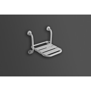 SANITOSCO FAUTEUIL PLIANT DE DOUCHE, LATTES EN NYLON, FIXATION MURALE BLANCHE