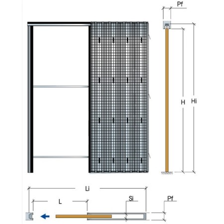 DIERRE NOUVEAU ESPACE CASSONETTO RASO MUR DE PLÂTRE 750X2100 ÉPAISSEUR MUR 105mm (TYPE ESSENTIAL)