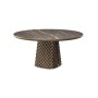 TAVOLO ATRIUM KERAMIK PREMIUM ROUND 160X73,5H BASE CRISTALLO MIROIR COUTURE BRONZE - PROFIL BRONZE BROSSÉ