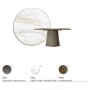 TAVOLO ATRIUM KERAMIK PREMIUM ROUND 160X73,5H BASE CRISTALLO MIROIR COUTURE BRONZE - PROFIL BRONZE BROSSÉ