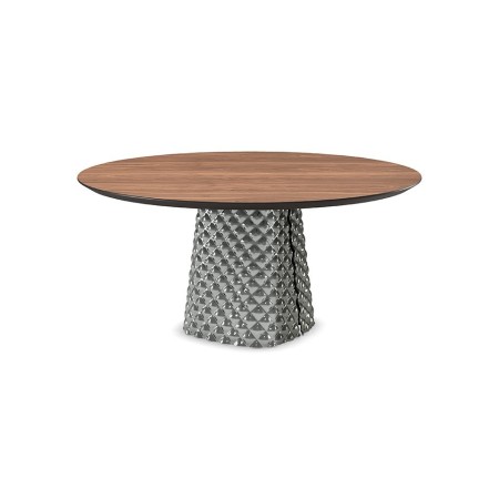 TAVOLO ATRIUM WOOD ROUND Ø 140X74,5 CM - FUMÉ
