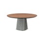 TAVOLO ATRIUM WOOD ROUND Ø 140X74,5 CM - FUMÉ