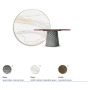 TAVOLO ATRIUM KERAMIK PREMIUM ROUND 160X73,5H BASE CRISTALLO SPECCHIATO COUTURE FUMÈ - PROFILO BRUSHED BRONZE