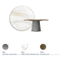 TAVOLO ATRIUM KERAMIK PREMIUM ROUND 160X73,5H BASE CRISTALLO SPECCHIATO COUTURE FUMÈ - PROFILO BRUSHED BRONZE