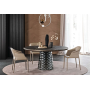 TAVOLO ATRIUM KERAMIK PREMIUM ROUND 160X73,5H BASE CRISTALLO SPECCHIATO COUTURE FUMÈ - PROFILO BRUSHED BRONZE