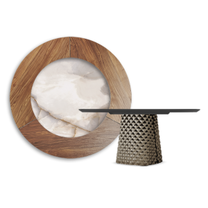 TABLE ATRIUM KER-WOOD ROUND Ø180x74,5H - BRONZE/NOYER
