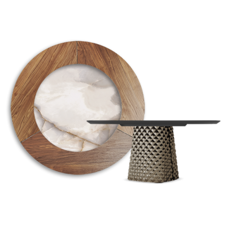 TABLE ATRIUM KER-WOOD ROUND Ø180x74,5H - BRONZE/NOYER