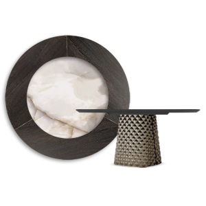 TABLE ATRIUM KER-WOOD ROUND Ø180x74,5H - BRONZE/CHÊNE