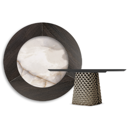 TABLE ATRIUM KER-WOOD ROUND Ø180x74,5H - BRONZE/CHÊNE