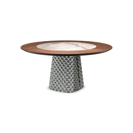 TABLE ATRIUM KER-WOOD ROUND Ø160x74,5H - FUMÉ/NOYER