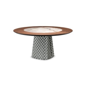 TABLE ATRIUM KER-WOOD ROUND Ø180x74,5H - FUMÉ/NOYER