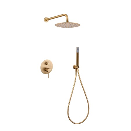 MONZA KIT DE DOUCHE ENCASTRÉ AVEC DÉVIATEUR AVEC SOFFIONE ET DOUCHETTE OR BROSSÉ