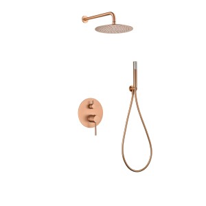 MONZA KIT DE DOUCHE ENCASTRÉ AVEC DÉVIATEUR AVEC SOFFIONE ET DOUCHETTE OR ROSE BROSSÉ