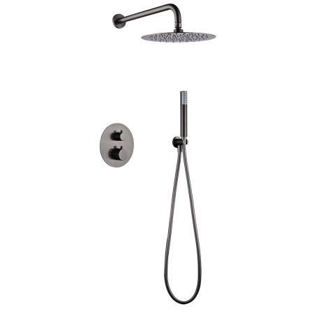 MONZA KIT DE DOUCHE ENCASTRÉ AVEC DÉVIATEUR THERMOSTATIQUE AVEC SOFFIONE ET DOUCHETTE BLACK GUN METAL
