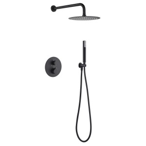 MONZA KIT DE DOUCHE ENCASTRÉ AVEC DÉVIATEUR THERMOSTATIQUE AVEC SOFFIONE ET DOUCHETTE NOIR MAT