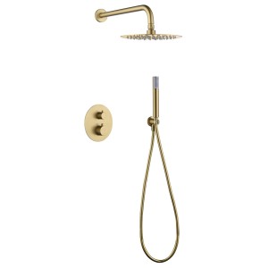 MONZA KIT DE DOUCHE ENCASTRÉ AVEC DÉVIATEUR THERMOSTATIQUE AVEC SOFFIONE ET DOUCHETTE OR BROSSÉ