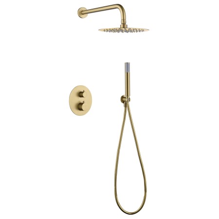MONZA KIT DE DOUCHE ENCASTRÉ AVEC DÉVIATEUR THERMOSTATIQUE AVEC SOFFIONE ET DOUCHETTE OR BROSSÉ