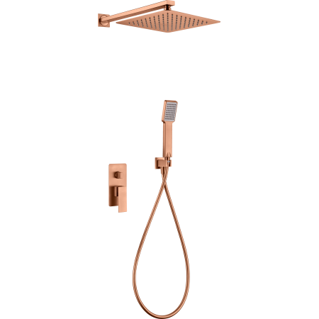KIT DE DOUCHE MONOCOMMANDE MÉCANIQUE AVEC DÉVIATEUR + SOFFIONE ET DOUCHETTE OR ROSE BROSSÉ