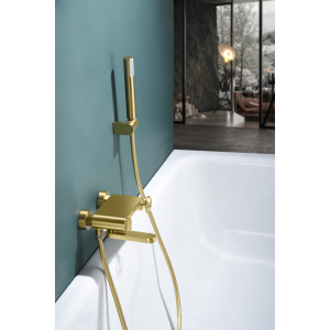 OLIMPO MITIGEUR DE BAIN EXTÉRIEUR OR BROSSÉ AVEC KIT DE DOUCHE
