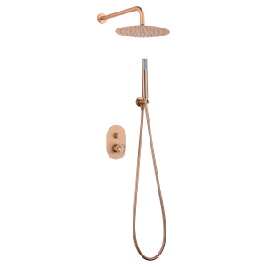 OLIMPO KIT DE DOUCHE AVEC MITIGEUR À DEUX VOIES OR ROSE BROSSÉ + SOFFIONE ET DOUCHETTE