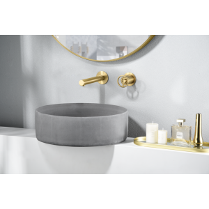 OLIMPO MITIGEUR LAVABO MURAL AVEC PARTIE ENCASTRÉE OR BROSSÉ