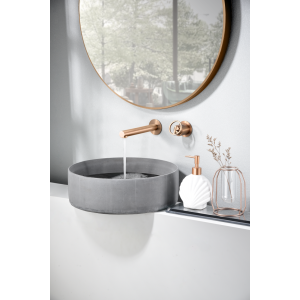 OLIMPO MITIGEUR LAVABO MURAL AVEC PARTIE ENCASTRÉE OR ROSE BROSSÉ