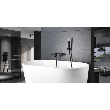 GENOVA MITIGEUR EXTERNE POUR BAIGNOIRE THERMOSTATIQUE AVEC KIT DOUCHE NOIR MAT