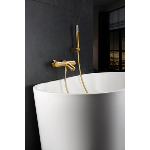 GENOVA MITIGEUR EXTÉRIEUR POUR BAIGNOIRE THERMOSTATIQUE AVEC KIT DE DOUCHE OR BROSSÉ