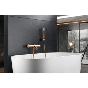 GENOVA MITIGEUR EXTERNE POUR BAIGNOIRE THERMOSTATIQUE AVEC KIT DOUCHE OR ROSE BROSSÉ