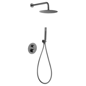 GENOVA KIT DOUCHE SOFFIONE AVEC MITIGEUR THERMOSTATIQUE À 2 VOIES + DOUCHETTE BLACK GUN METAL