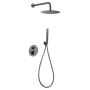 GENOVA KIT DOUCHE SOFFIONE AVEC MITIGEUR THERMOSTATIQUE À 2 VOIES + DOUCHETTE BLACK GUN METAL
