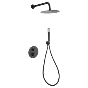 GENOVA KIT DOUCHE SOFFIONE AVEC MITIGEUR THERMOSTATIQUE À 2 VOIES + DOUCHETTE NOIR MAT