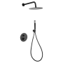 GENOVA KIT DOUCHE SOFFIONE AVEC MITIGEUR THERMOSTATIQUE À 2 VOIES + DOUCHETTE NOIR MAT